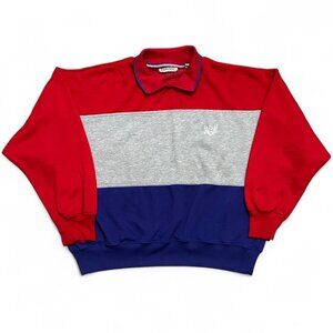 SteepleChase Collared Vintage Vtg 80s Sweater Sweatshirt Colorblock Mens Size XL